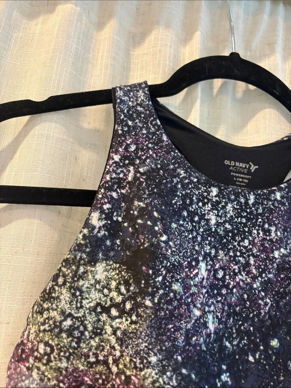 Old Navy Girls PowerSoft Longline Sports Bra Galaxy Splatter Top Size L (10-12)